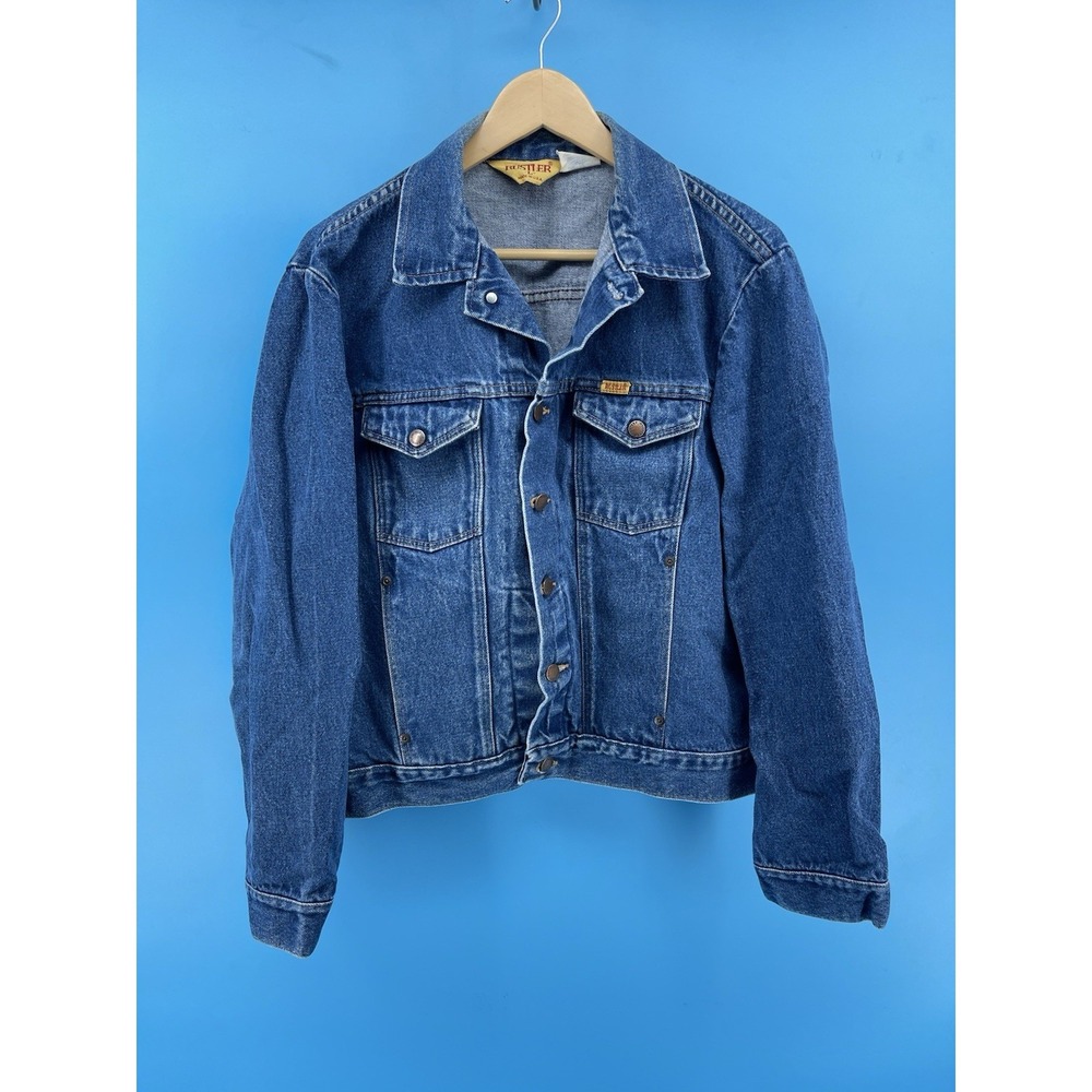VTG Rustler Denim Jacket Men's L Made USA Blue Trucker 100% Cotton Western
